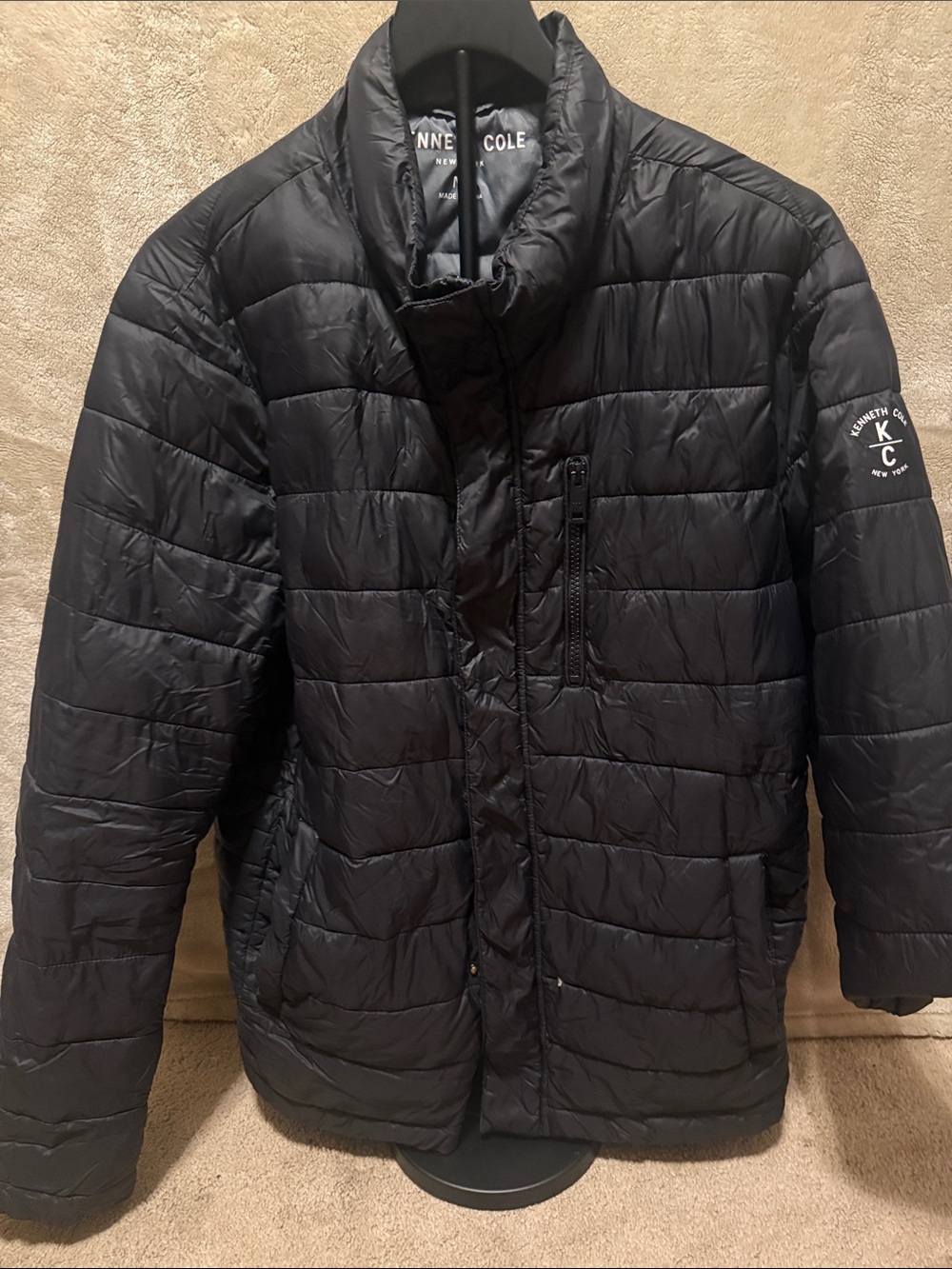 Kenneth Cole Men's Black Quilted Puffer Jacket